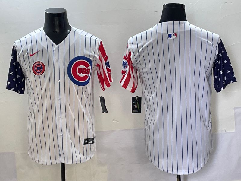 Men 2025 Chicago Cubs Blank White Stripe a generation of national flags Joint Name Nike MLB Jersey style 3